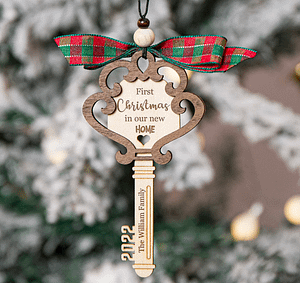 Personalized 2022 First Home Christmas Ornament,Christmas House Key Ornament,First Christmas In My New Home,House Warming Gift