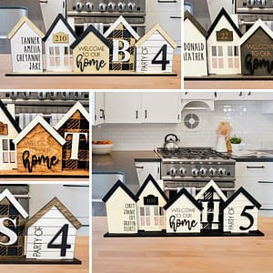 Set Of 5 Personalized Houses Mantle Decor