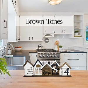 Personalized standing house kit in brown tones