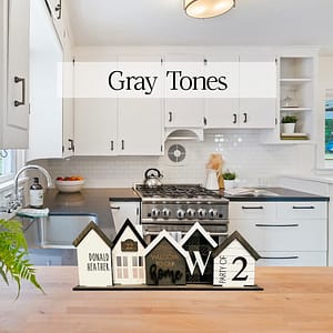Personalized standing house kit in gray tones