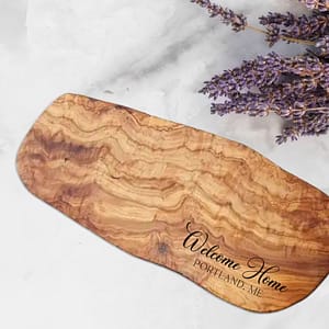 WELCOME HOME OLIVE WOOD SERVING / CHARCUTERIE BOARD | REAL ESTATE GIFT | REALTOR GIFT