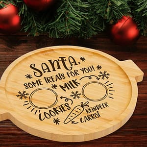 Santa Cookies and Milk Tray, Santa tray, Family Gift, Custom family Santa tray, Cookies and Milk Santa Christmas, Kids tray