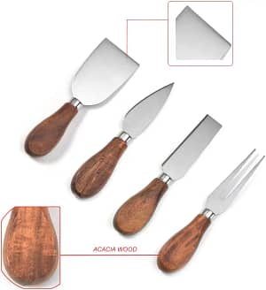 Exquisite 4-Piece Cheese Knives Set,Complete Stainless Steel Cheese Knife Collection