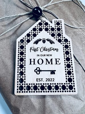Our First Home Christmas Ornament Rattan style- Real Estate Agent Gifts- New Home Ornament